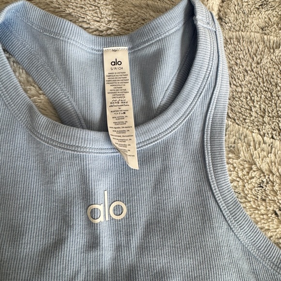 ALO Yoga Sky Blue Ribbed Tank - Picture 2 of 3
